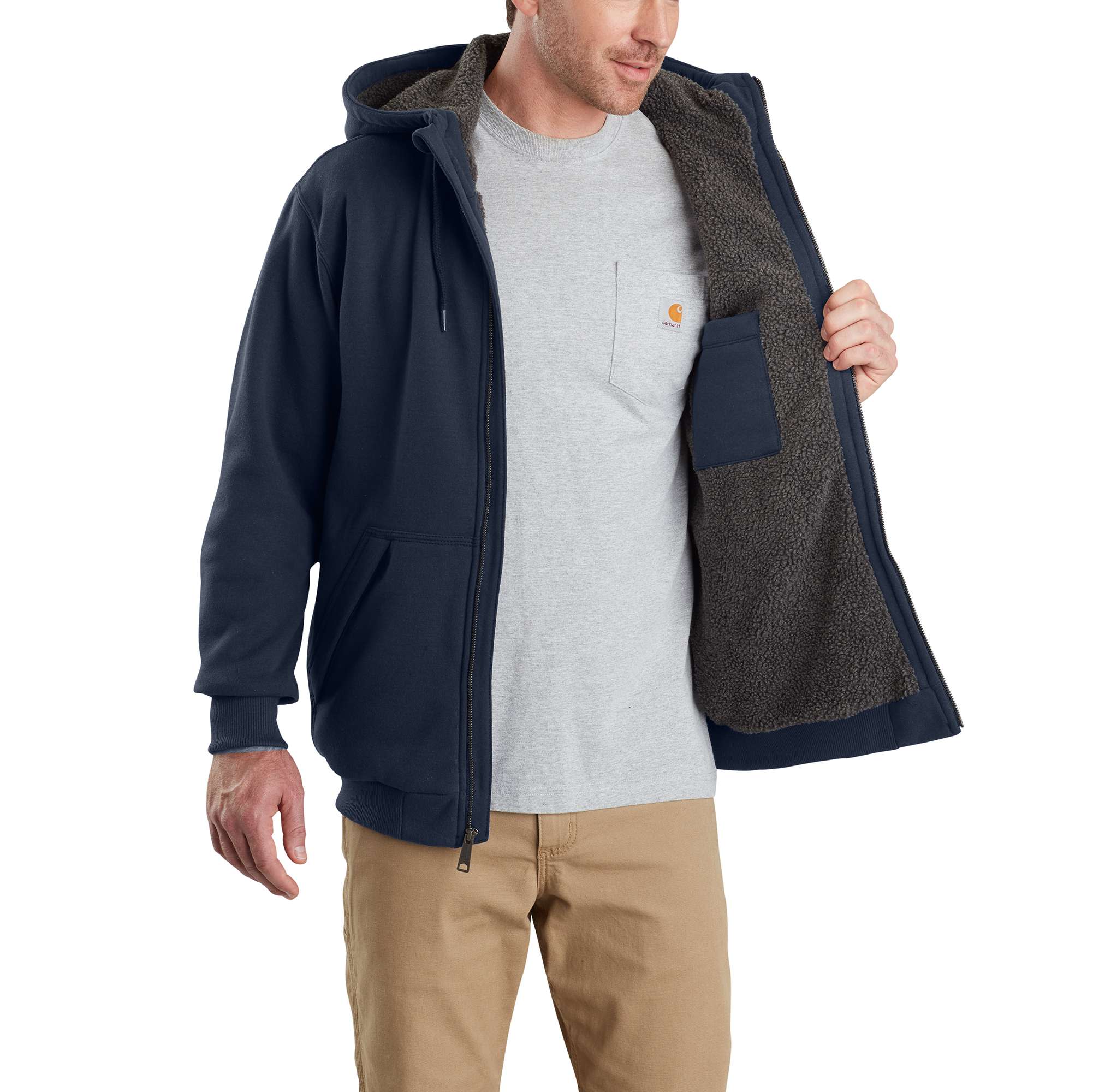 Rain Defender® Relaxed Fit Midweight Sherpa-Lined Full-Zip Sweatshirt - Image 3