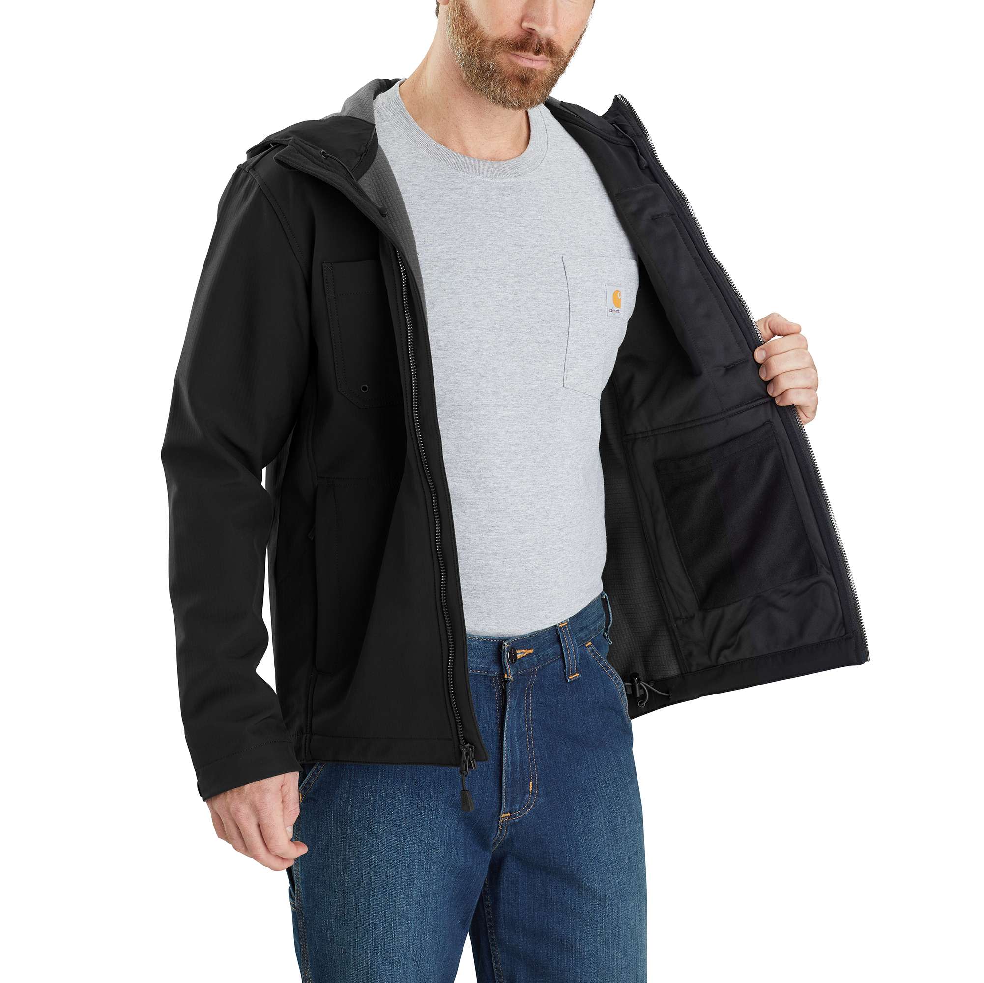 Rain Defender® Relaxed Fit Midweight Softshell Hooded Jacket - Image 3